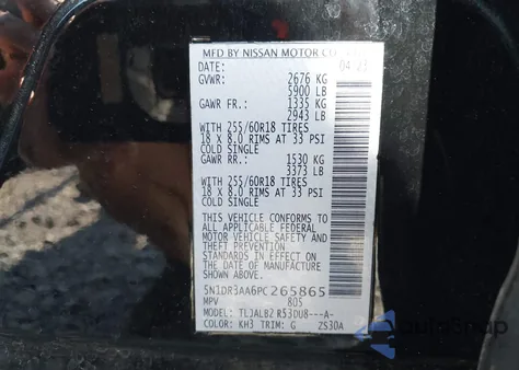 2023 Nissan Pathfinder S Fwd z USA, uszkodzony, nr VIN 5N1DR3AA6PC265865